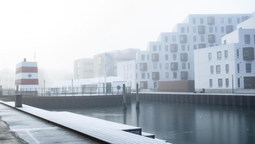 The harbour bath in Odense during winter.