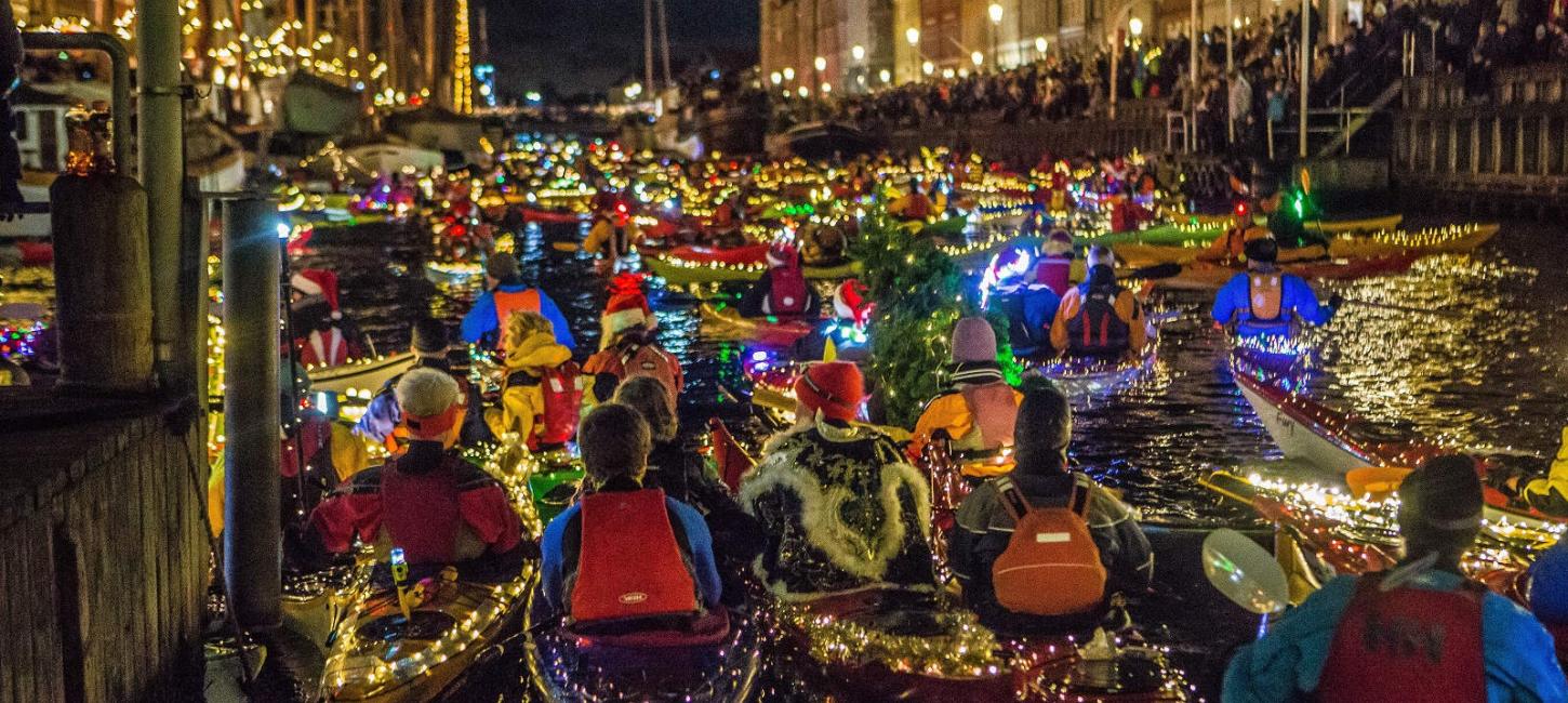 The annual Santa Lucia kayak parade in Copenhagen