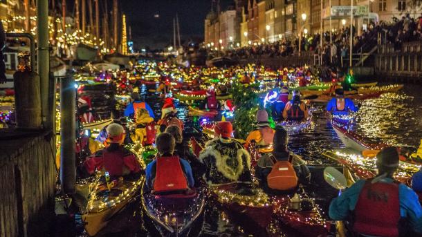 The annual Santa Lucia kayak parade in Copenhagen