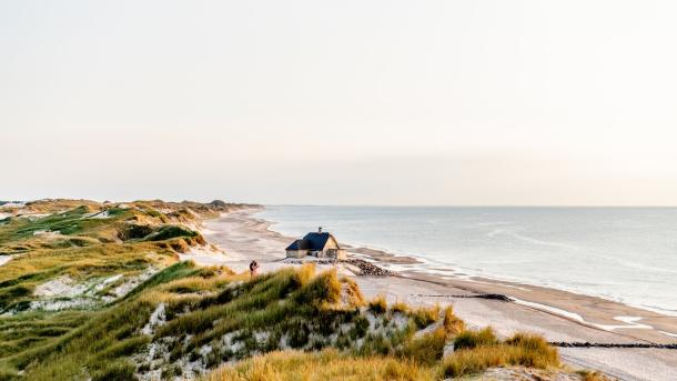Hus på stranden i Skagen
