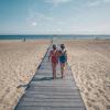 Two girls at the beach park on Amager in Copenhagen