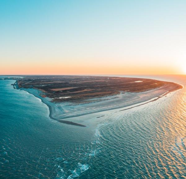 Drone photo of Grenen in Skagen, North Jutland