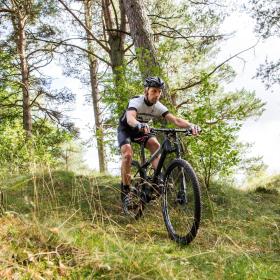 Cycling at Grene Sande near Billund, East Jutland